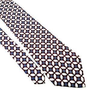 Pierre Cardin‎ Silk Tie Print Maroon Geometric Wide